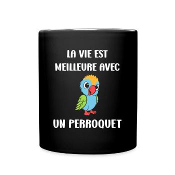 Humour petit perroquet - Mug uni - noir - Devant