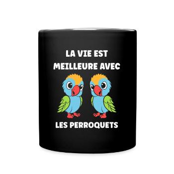 Humour petit perroquet - Mug uni - noir - Devant