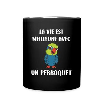 Humour petit perroquet - Mug uni - noir - Devant