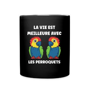 Humour petit perroquet - Mug uni - noir - Devant