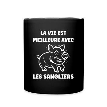 Humour petit sanglier - Mug uni - noir - Devant