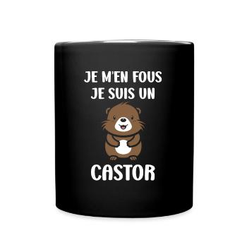 Humour petit castor - Mug uni - noir - Devant