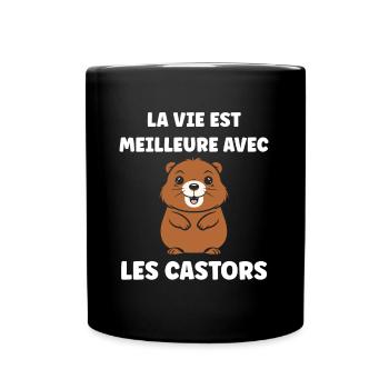 Humour petit castor - Mug uni - noir - Devant