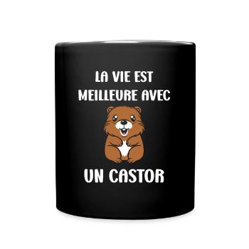 Humour petit castor - Mug uni - noir - Devant