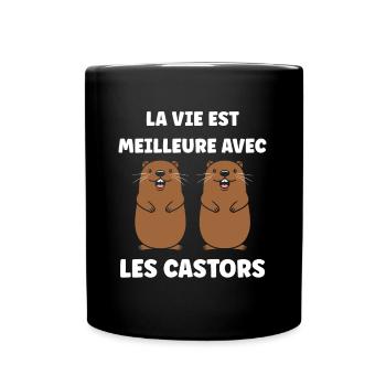 Humour petit castor - Mug uni - noir - Devant