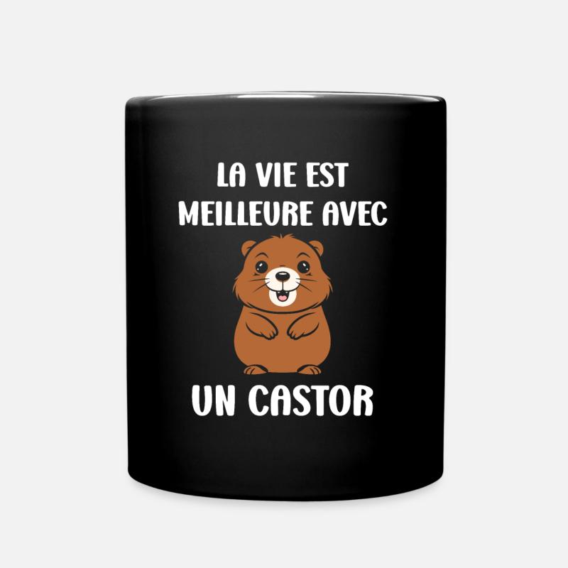 Humour petit castor - Mug uni - noir