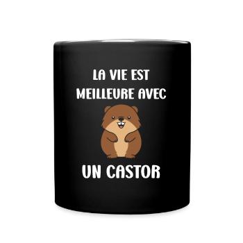Humour petit castor - Mug uni - noir - Devant