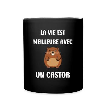 Humour petit castor - Mug uni - noir - Devant
