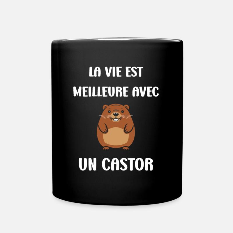 Humour petit castor - Mug uni - noir