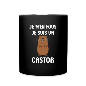 Humour petit castor - Mug uni - noir - Devant