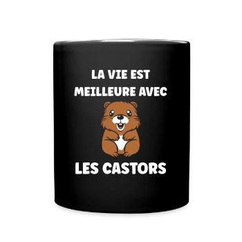Humour petit castor - Mug uni - noir - Devant