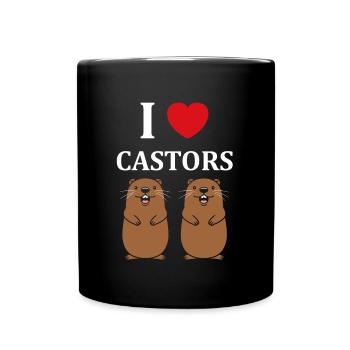 Humour petit castor - Mug uni - noir - Devant