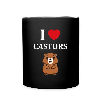Humour petit castor - Mug uni - noir - Devant