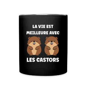 Humour petit castor - Mug uni - noir - Devant