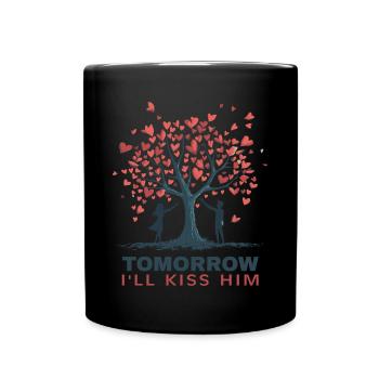 Tomorrow I'll kiss him - Mug uni - noir - Devant