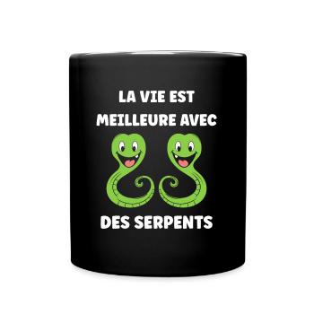 Humour petit serpent - Mug uni - noir - Devant