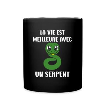 Humour petit serpent - Mug uni - noir - Devant