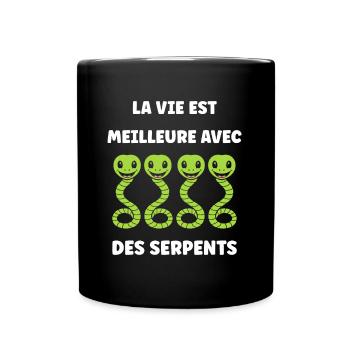 Humour petit serpent - Mug uni - noir - Devant