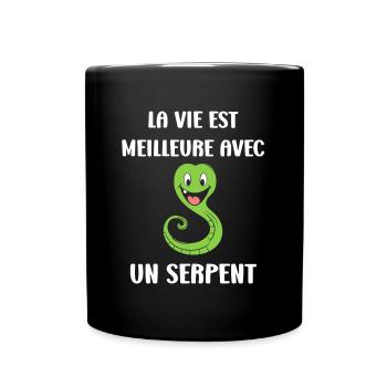 Humour petit serpent - Mug uni - noir - Devant