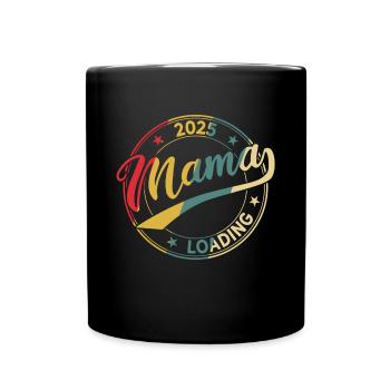 Mom 2025 Loading Retro Mom-to-be Mom 2025 - Full Colour Mug - black - Front