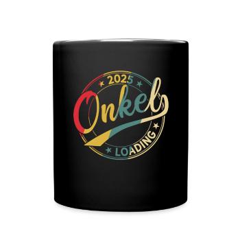 Onkel 2025 Loading Retro Werdender Onkel 2025 - Tasse einfarbig - Schwarz - Vorne