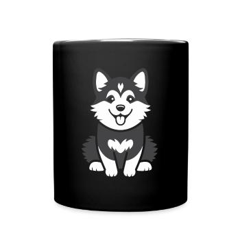 Humor kleiner Husky - Tasse einfarbig - Schwarz - Vorne