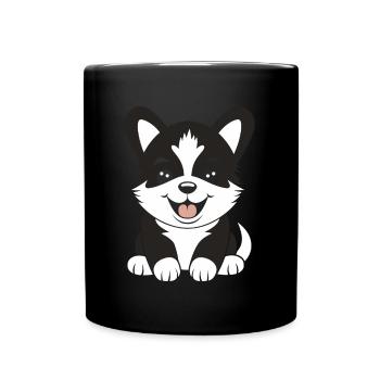 Humor kleiner Husky - Tasse einfarbig - Schwarz - Vorne