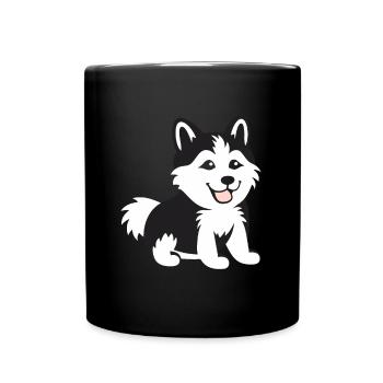 Humor kleiner Husky - Tasse einfarbig - Schwarz - Vorne