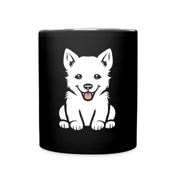 Humor kleiner Husky - Tasse einfarbig - Schwarz - Vorne