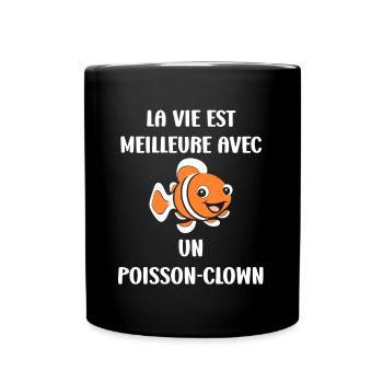 Humour petit poisson clown - Mug uni - noir - Devant