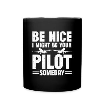 Pilot Quote Flight Lover Aircraft Aviation - Full Colour Mug - black - Front