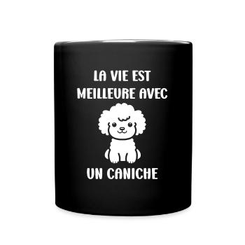Humour chien petit caniche - Mug uni - noir - Devant