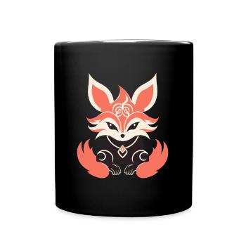 Humour petit renard japonais kitsune - Mug uni - noir - Devant