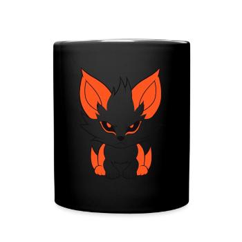 Kitsune Japanese Little Fox Humor - Full Colour Mug - black - Front