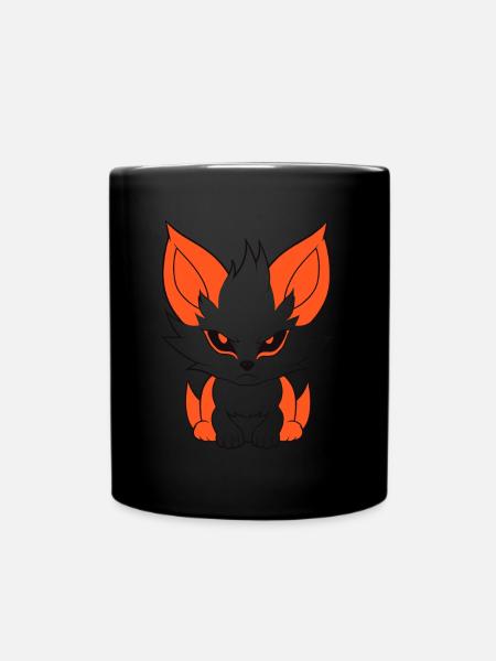 Kitsune Japanischer Little Fox Humor - Tasse einfarbig - Schwarz