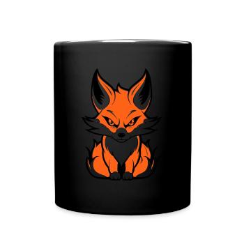 Humour petit renard japonais kitsune - Mug uni - noir - Devant