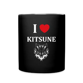 Humour petit renard japonais kitsune - Mug uni - noir - Devant