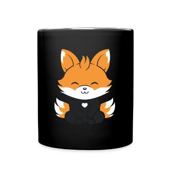 Humour petit renard japonais kitsune - Mug uni - noir - Devant