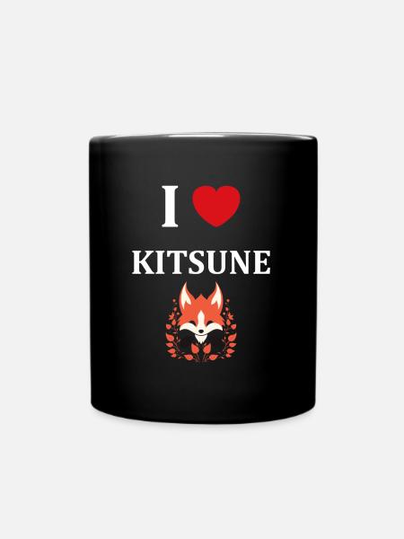 Kitsune Japanese Little Fox Humor - Full Colour Mug - black