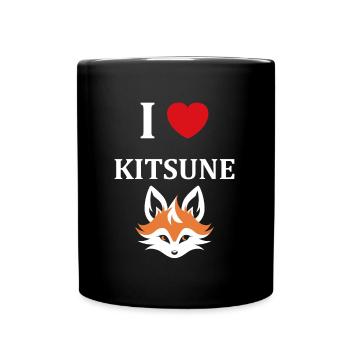 Kitsune Japanese Little Fox Humor - Full Colour Mug - black - Front