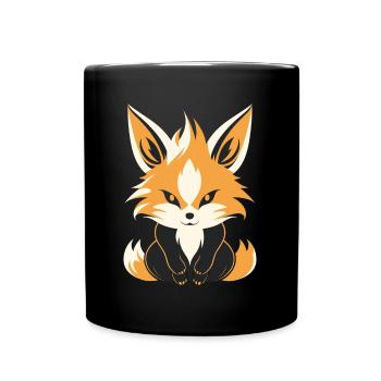 Humour petit renard japonais kitsune - Mug uni - noir - Devant