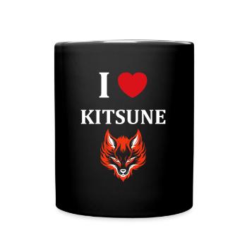 Humour petit renard japonais kitsune - Mug uni - noir - Devant