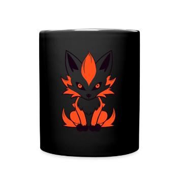 Humour petit renard japonais kitsune - Mug uni - noir - Devant