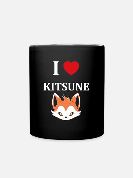 Kitsune Japanese Little Fox Humor - Full Colour Mug - black