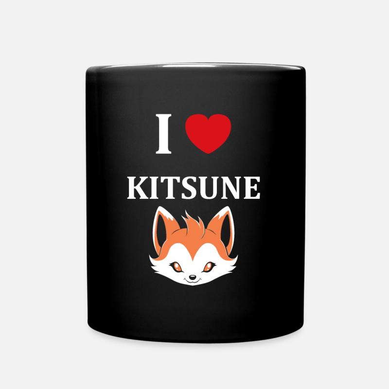 Kitsune Japanese Little Fox Humor - Full Colour Mug - black
