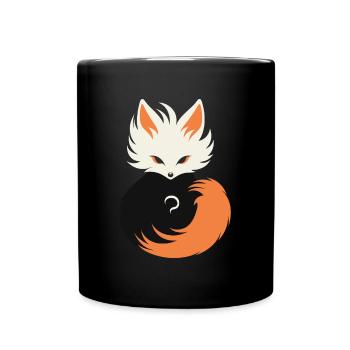 Humour petit renard japonais kitsune - Mug uni - noir - Devant