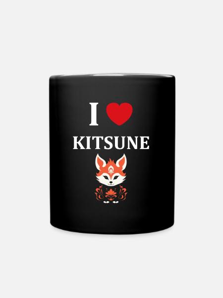 Kitsune Japanese Little Fox Humor - Full Colour Mug - black