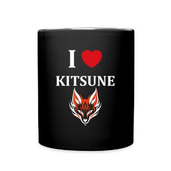 Kitsune Japanese Little Fox Humor - Full Colour Mug - black - Front