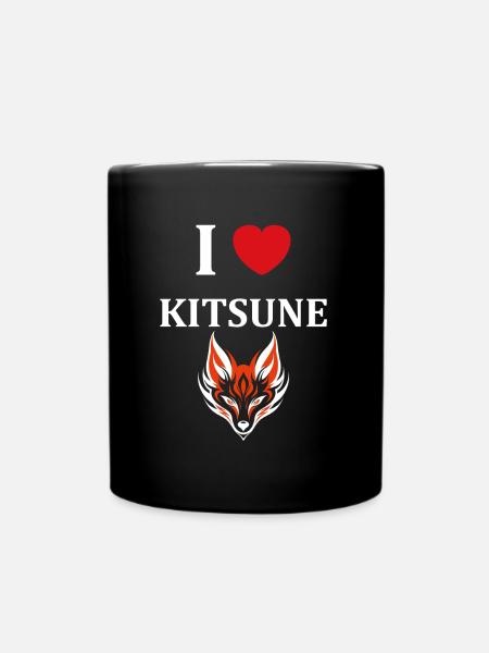 Kitsune Japanese Little Fox Humor - Full Colour Mug - black