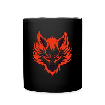 Kitsune Japanese Little Fox Humor - Full Colour Mug - black - Front